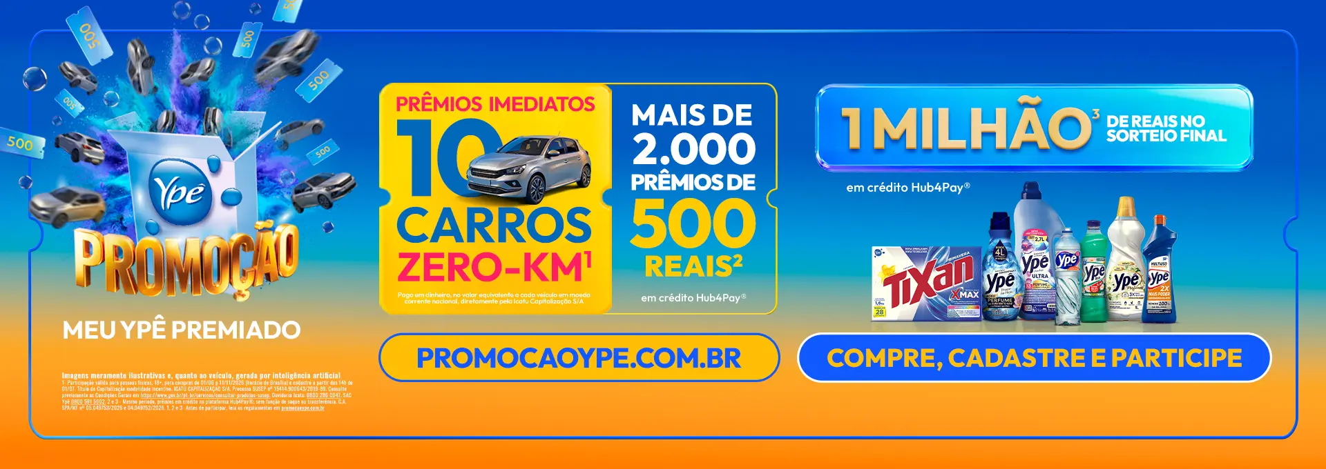Banner da Promoção Meu Ypê Premiado, com informações sobre os prêmios.
